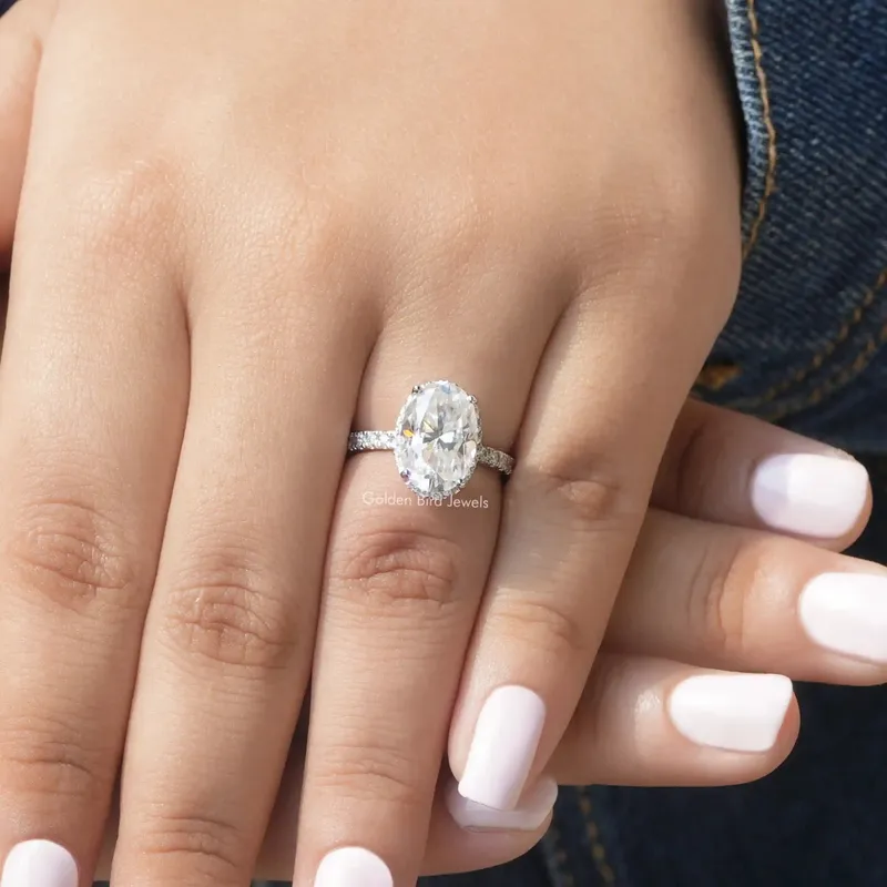 Oval Cut Moissanite Hidden Halo Engagement Ring vy 5