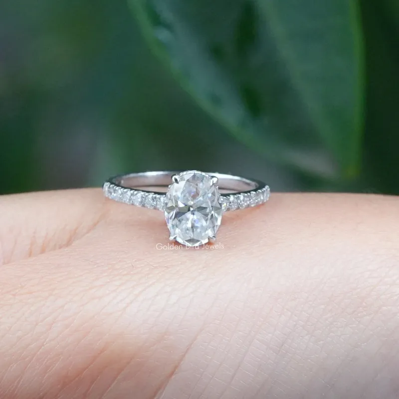 Oval Cut Moissanite Hidden Halo Ring view 3