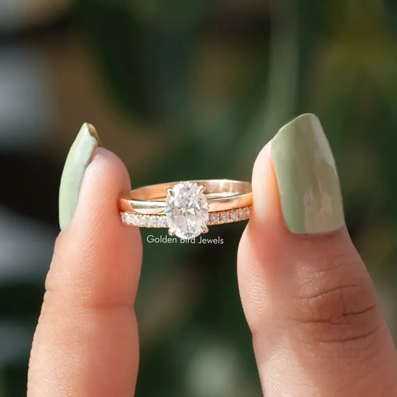 Oval Cut Moissanite Solitaire Hidden Halo Ring oval cut engagement ring