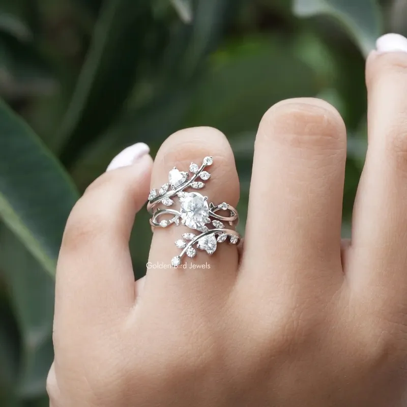 Oval Cut Moissanite Twisted Shank Bridal Ring Set vy 7