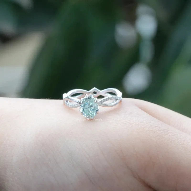 Oval Cut Moissanite Twisted Shank Engagement Ring view 2