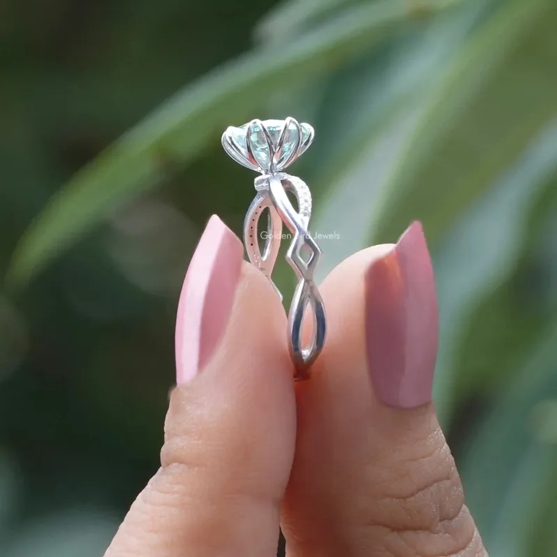 Oval Cut Moissanite Twisted Shank Engagement Ring view 3