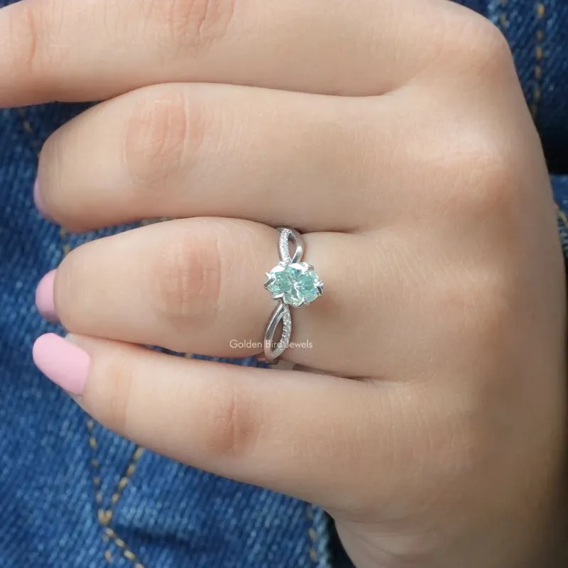 Oval Cut Moissanite Twisted Shank Engagement Ring view 4