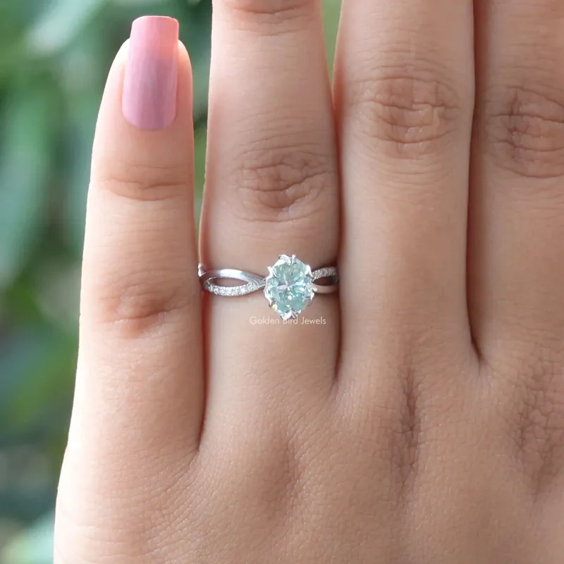 Oval Cut Moissanite Twisted Shank Engagement Ring view 8