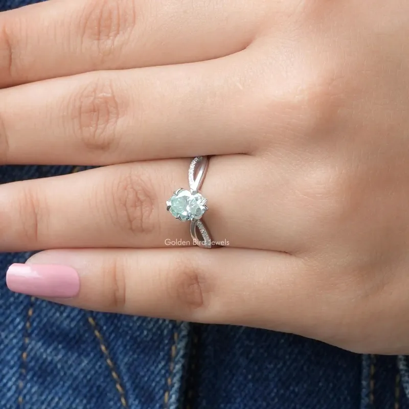 Oval Cut Moissanite Twisted Shank Engagement Ring view 5