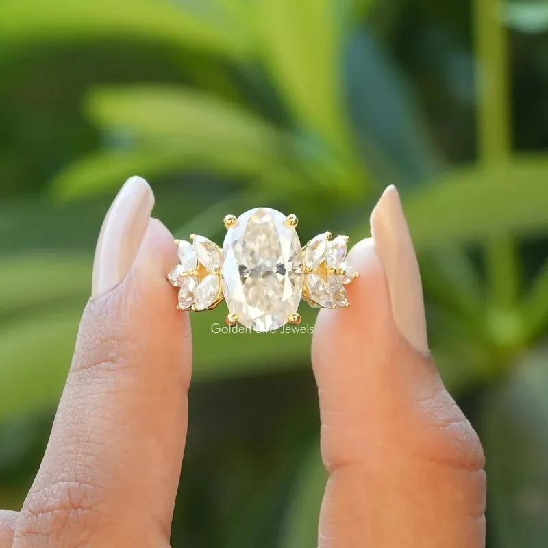 Oval Cut Moissanite Vintage Style Cluster Ring oval cut engagement ring