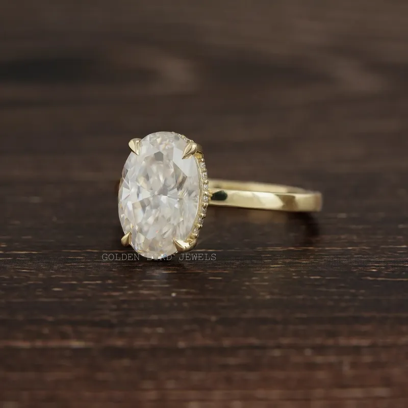 Oval Cut Solitaire Hidden Halo Ring vy 6