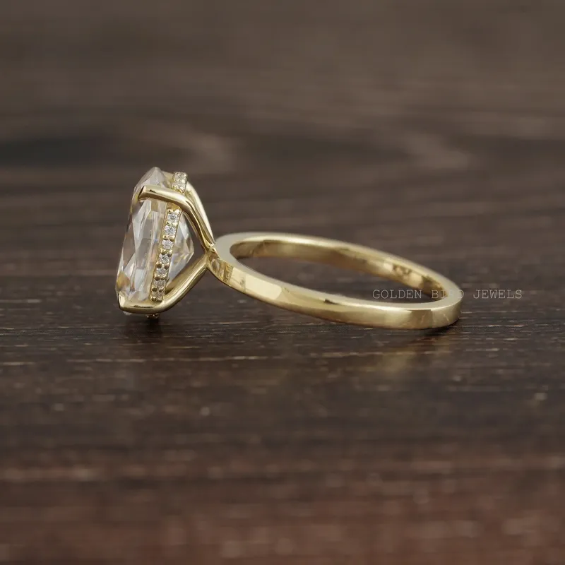 Oval Cut Solitaire Hidden Halo Ring vy 10