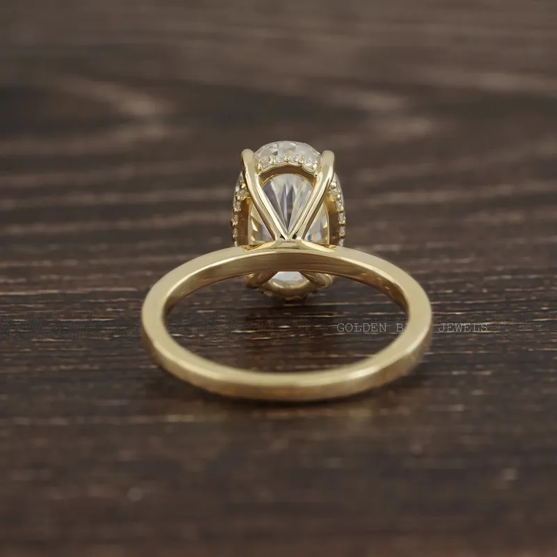 Oval Cut Solitaire Hidden Halo Ring vy 9