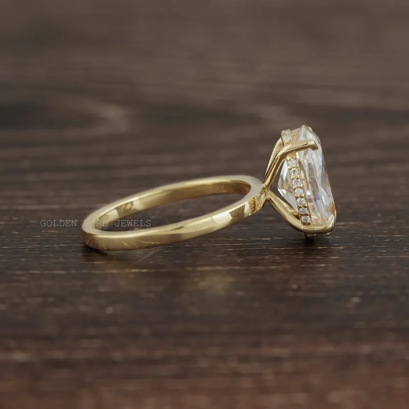 Oval Cut Solitaire Hidden Halo Ring vy 8