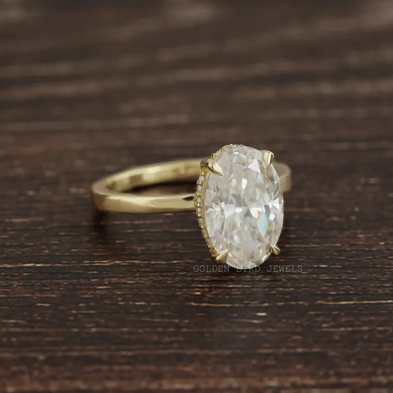 Oval Cut Solitaire Hidden Halo Ring vy 5