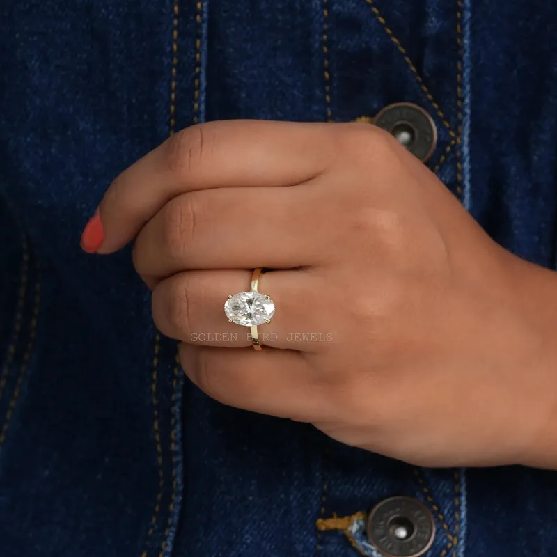 Oval Cut Solitaire Hidden Halo Ring vy 2