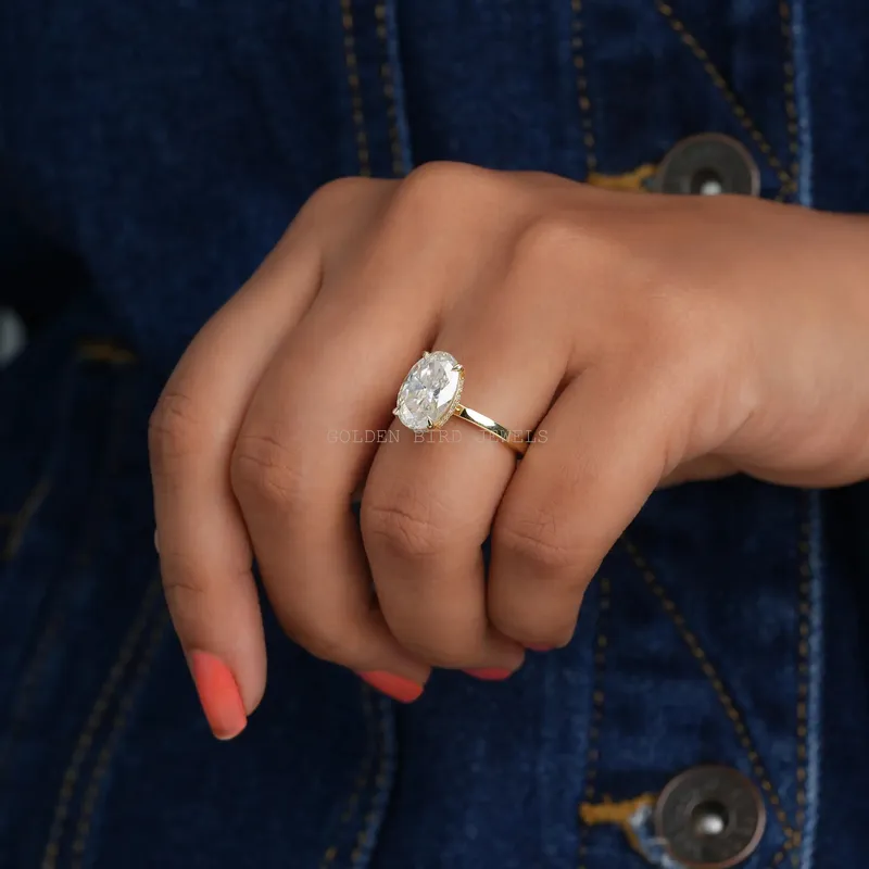 Oval Cut Solitaire Hidden Halo Ring vy 4