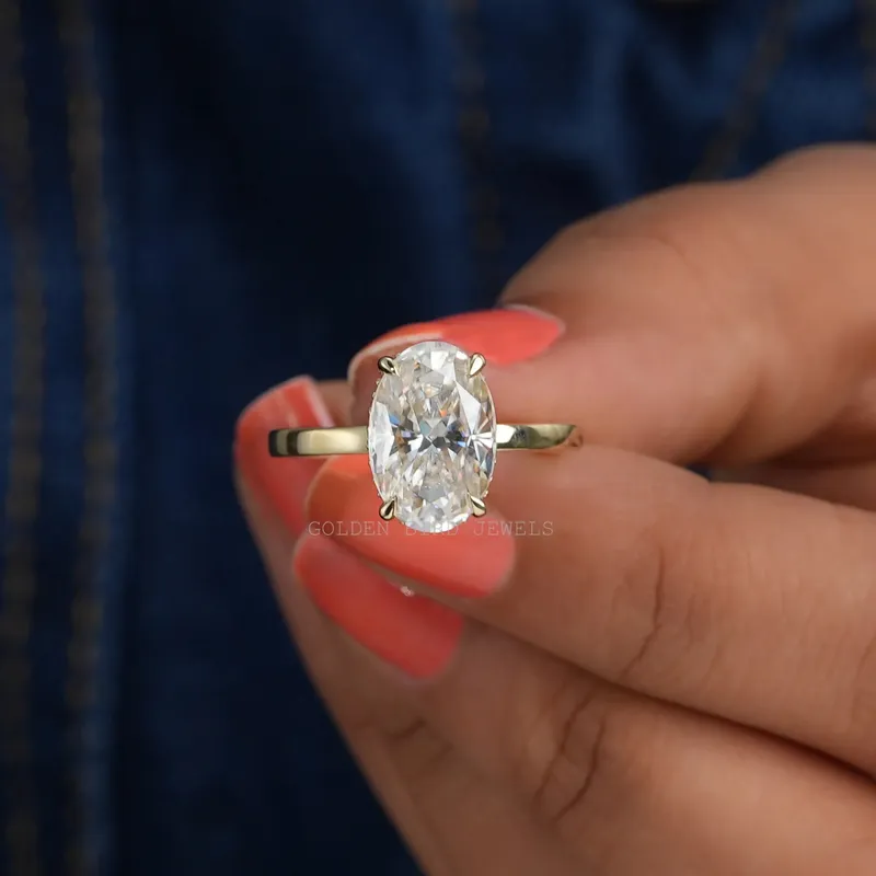 Oval Cut Solitaire Hidden Halo Ring vy 7