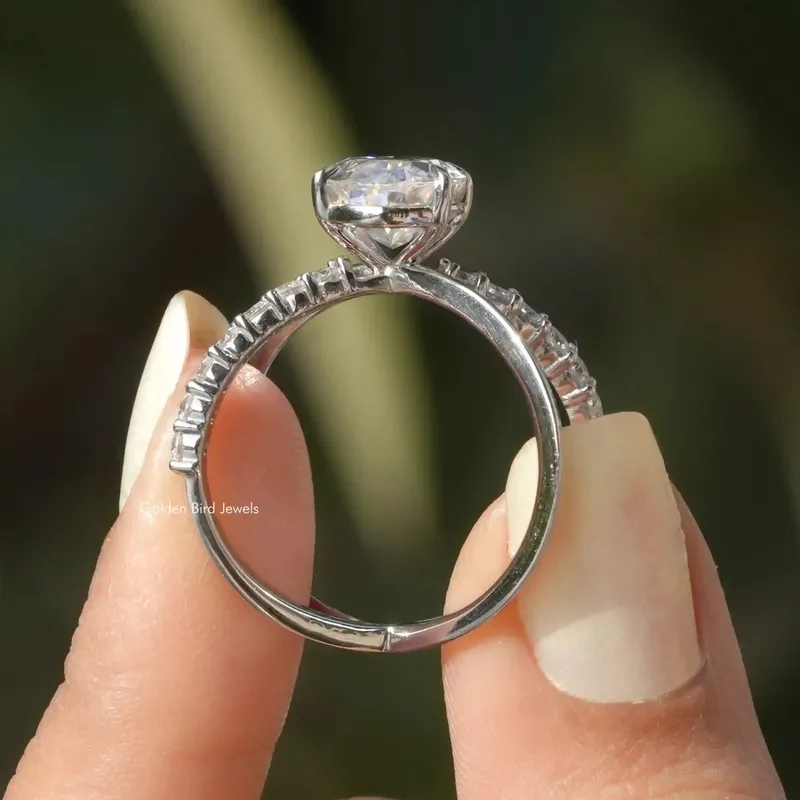 Oval Cut Split Shank Moissanite Ring oval cut engagement ring