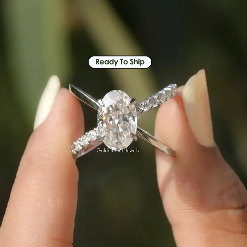 Oval Cut Split Shank Moissanite Ring oval cut engagement ring