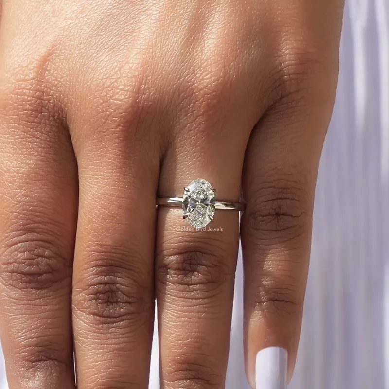 Oval Shape Lab Diamond Solitaire Engagement Ring view 7
