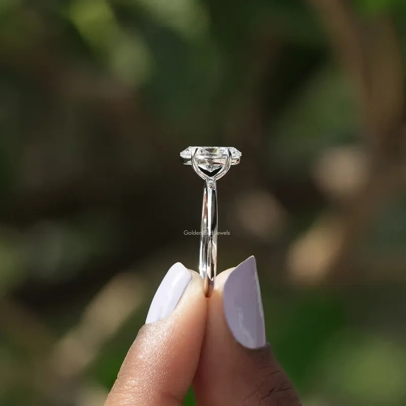 Oval Shape Lab Diamond Solitaire Engagement Ring view 3