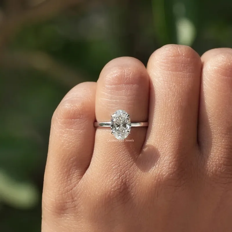 Oval Shape Lab Diamond Solitaire Engagement Ring view 5