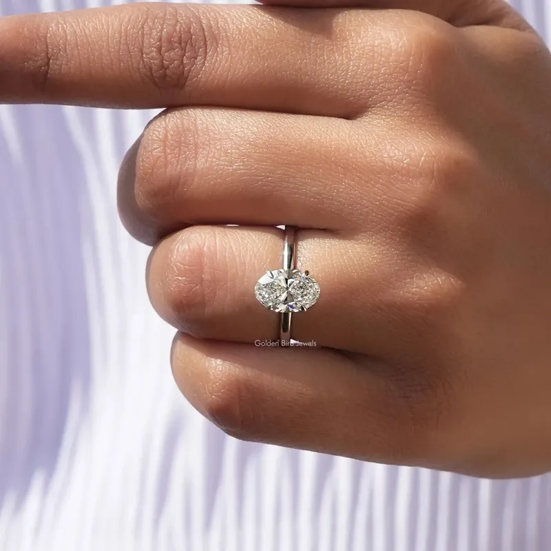 Oval Shape Lab Diamond Solitaire Engagement Ring view 8