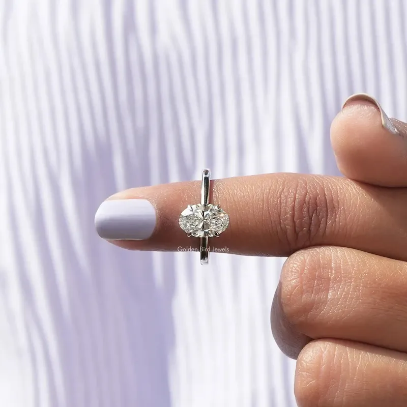 Oval Shape Lab Diamond Solitaire Engagement Ring view 6