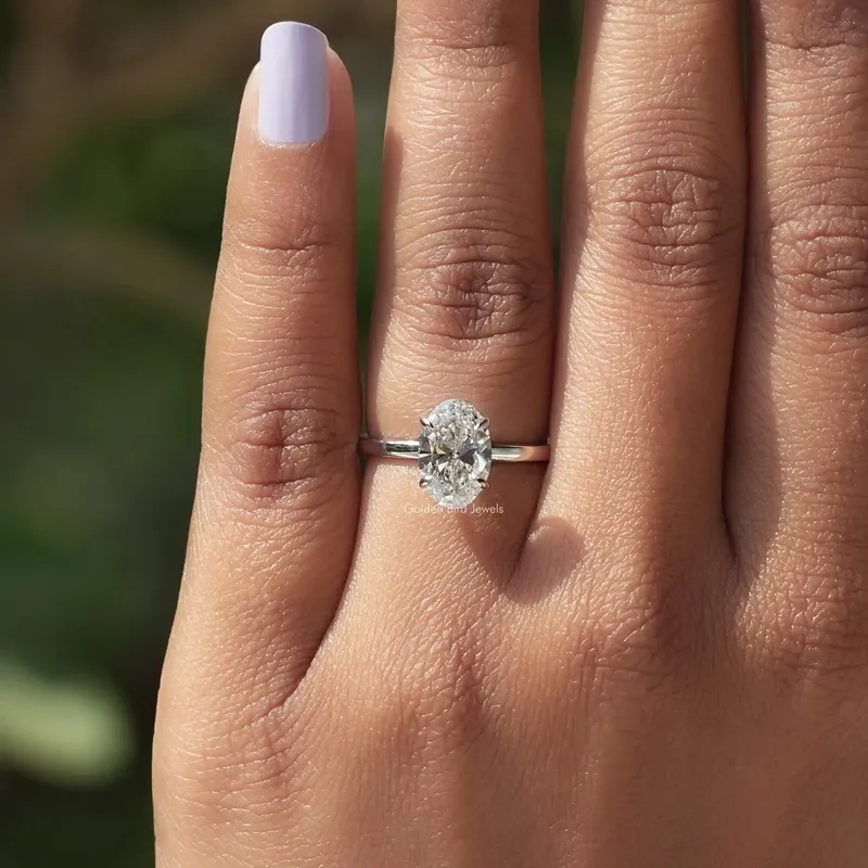 Oval Shape Lab Diamond Solitaire Engagement Ring view 4