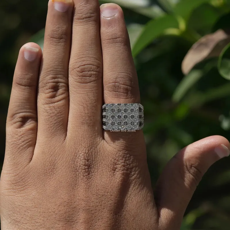 Pave Set Round Diamond Men's Ring vy 4
