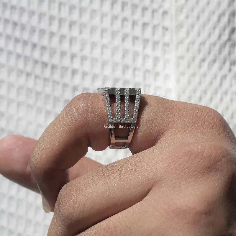 Pave Set Round Diamond Men's Ring vy 8