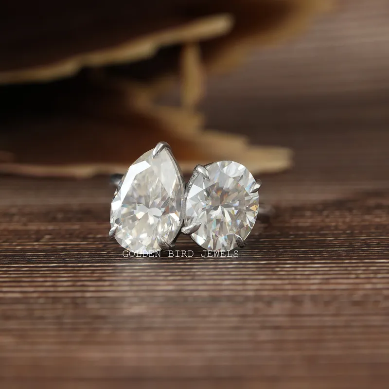 Pear & Oval Cut Moissanite You And Me Ring For Her oval cut engagement ring