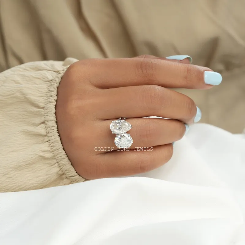 Pear & Oval Cut Moissanite You And Me Ring For Her vy 2