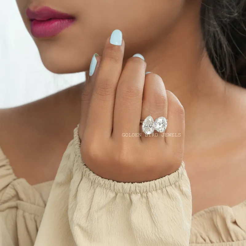 Pear & Oval Cut Moissanite You And Me Ring For Her vy 3