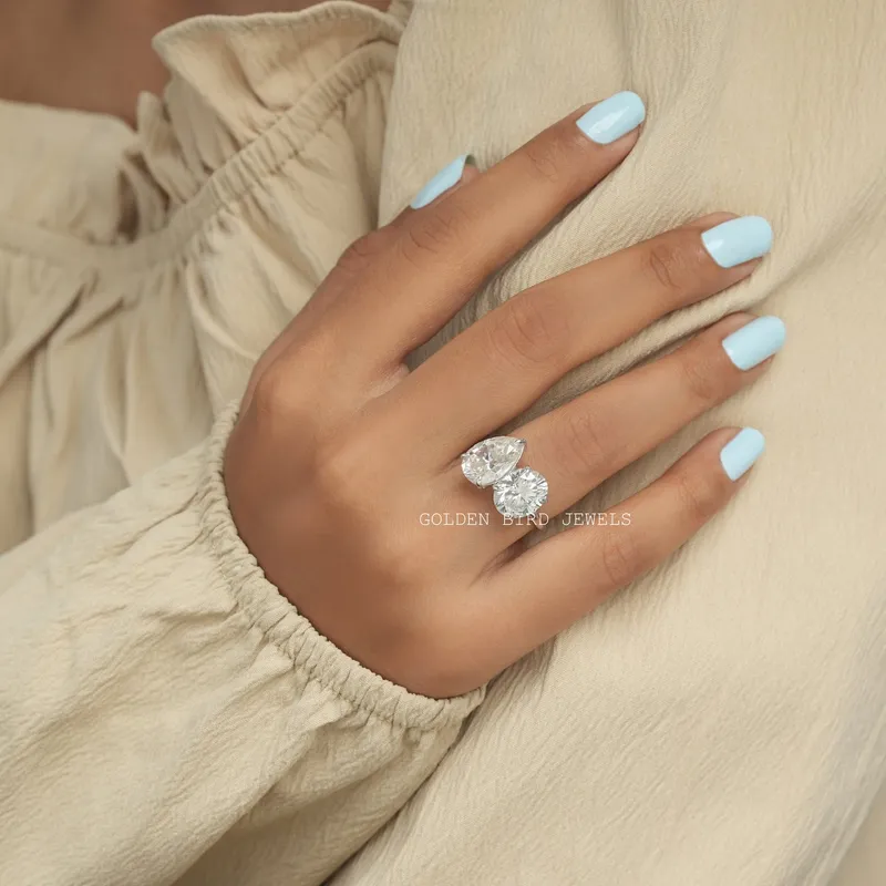 Pear & Oval Cut Moissanite You And Me Ring For Her vy 4