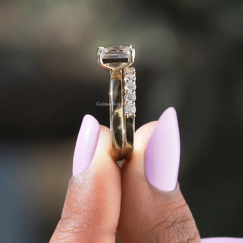 Pear And Criss Cut Ring With Matching Band view 3