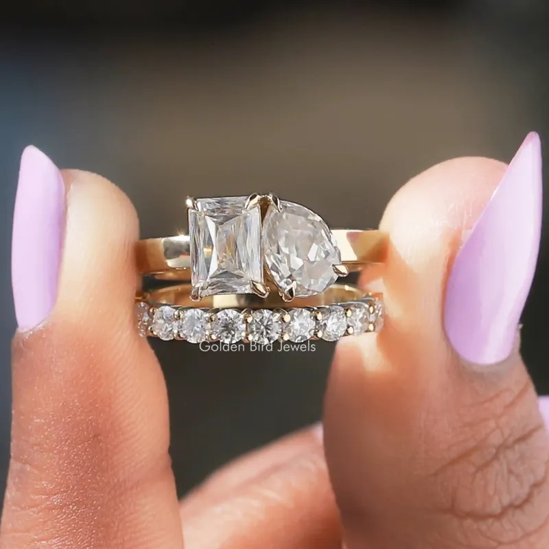 Pear And Criss Cut Ring With Matching Band engagement ring