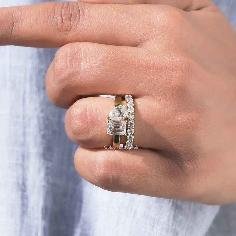 Pear And Criss Cut Ring With Matching Band view 8