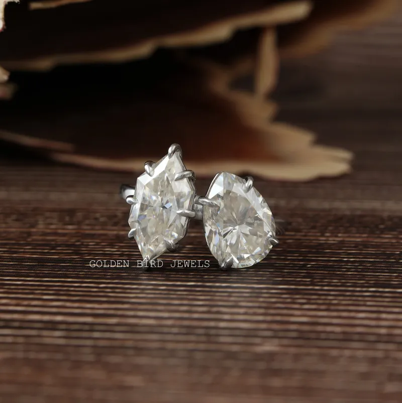 Pear And Dutch Marquise Moissanite Toi Et Moi Ring pear cut engagement ring
