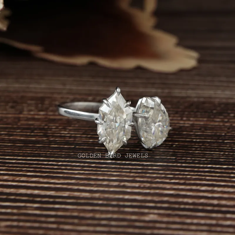 Pear And Dutch Marquise Moissanite Toi Et Moi Ring view 5