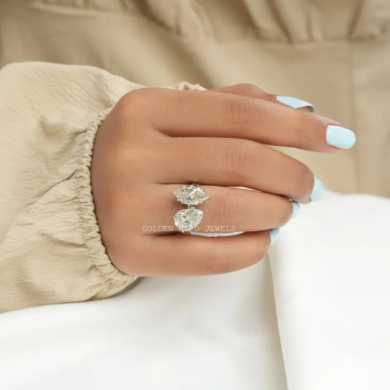 Pear And Dutch Marquise Moissanite Toi Et Moi Ring view 3