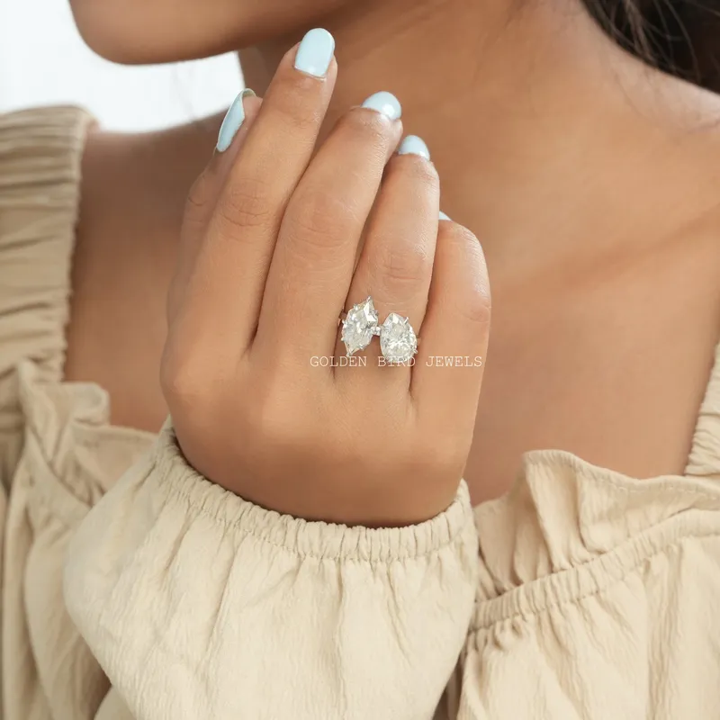 Pear And Dutch Marquise Moissanite Toi Et Moi Ring view 4