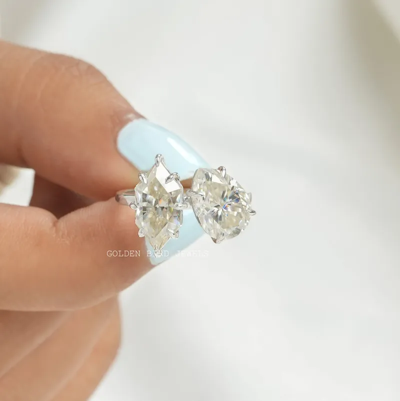 Pear And Dutch Marquise Moissanite Toi Et Moi Ring view 6