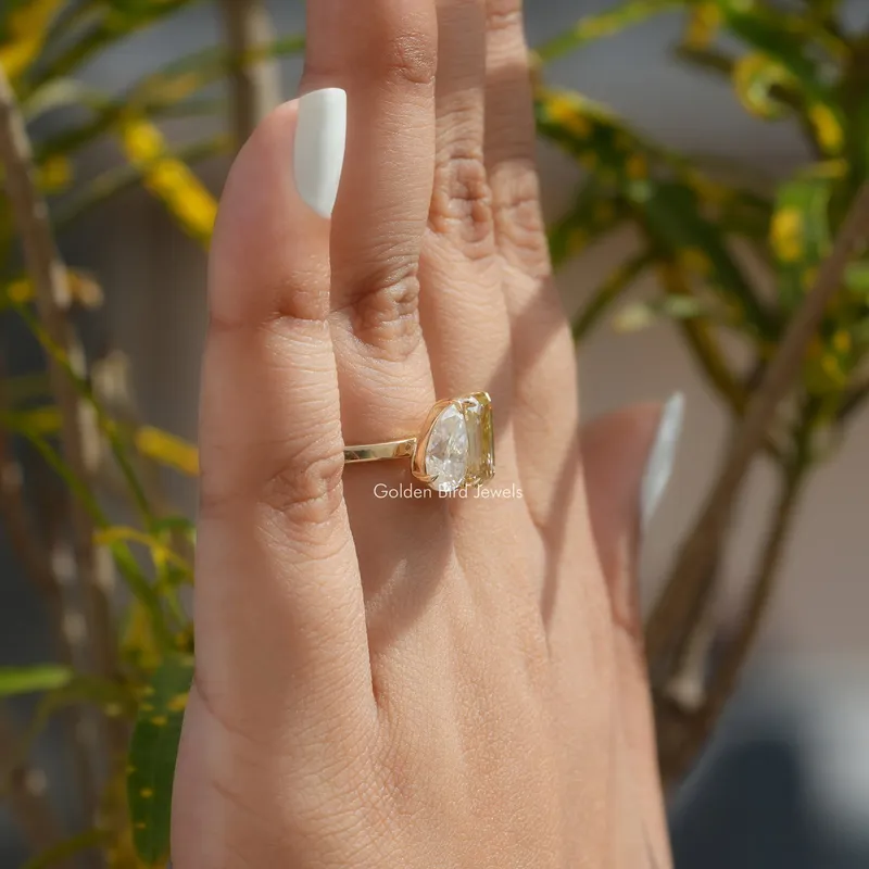 Pear And Emerald Cut Toi Et Moi Moissanite Ring view 5