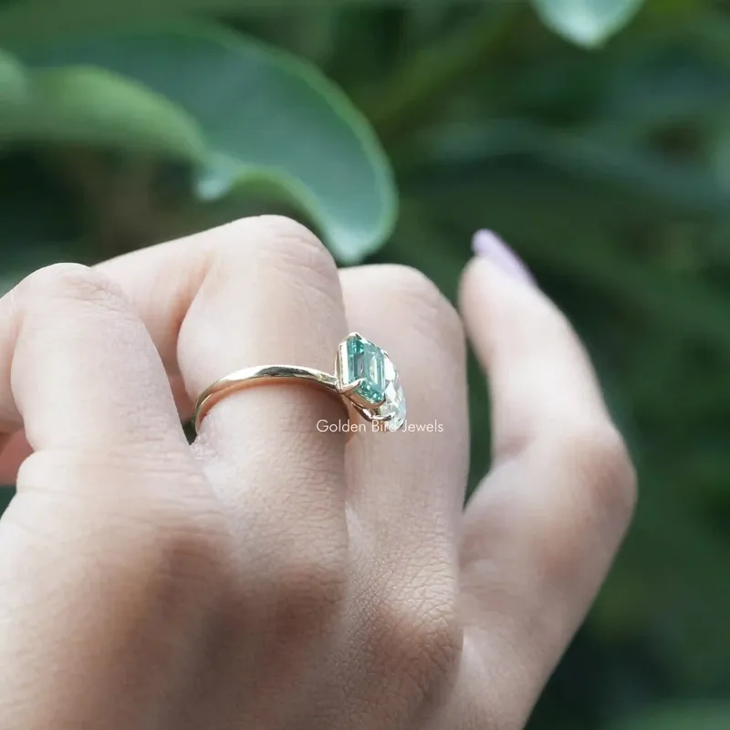 Pear And Emerald Cut Two Stone Moissanite Ring view 8