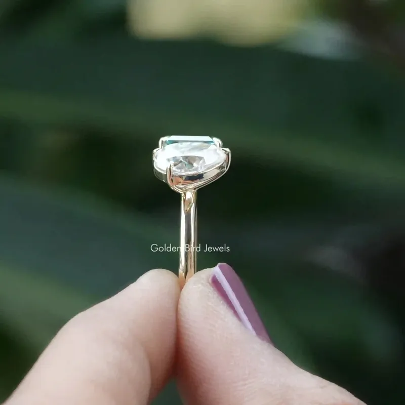 Pear And Emerald Cut Two Stone Moissanite Ring view 7