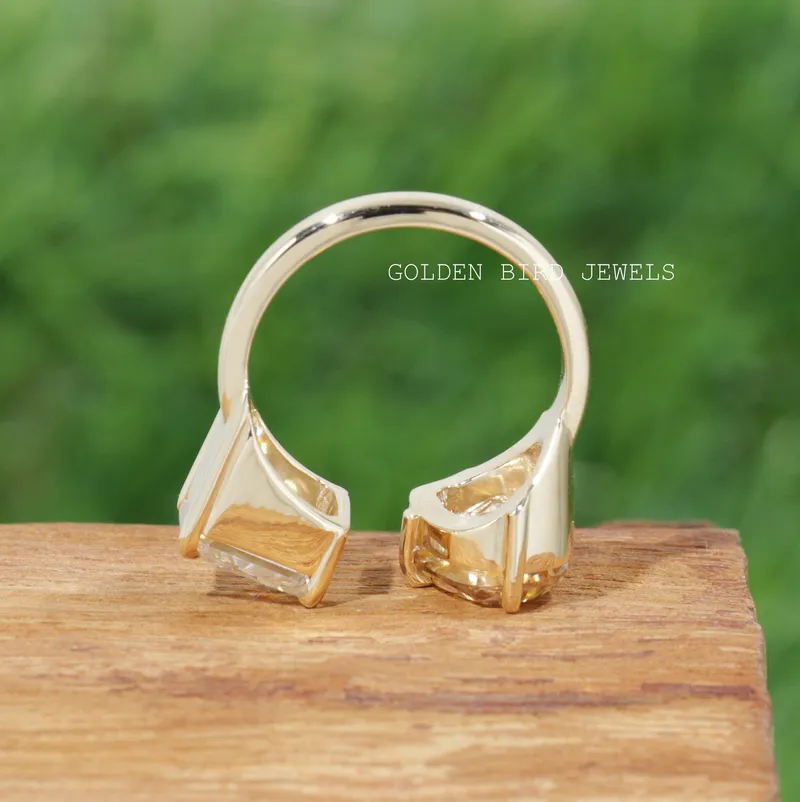 Pear And Radiant Cut Moissanite Open Ring vy 10