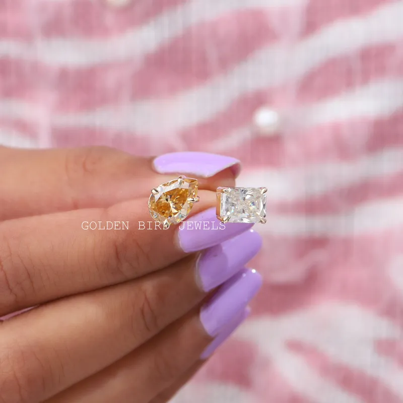Pear And Radiant Cut Moissanite Open Ring vy 6