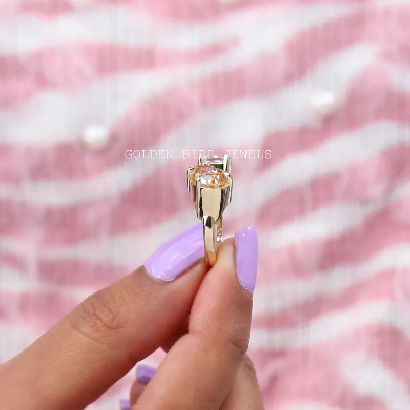 Pear And Radiant Cut Moissanite Open Ring vy 9