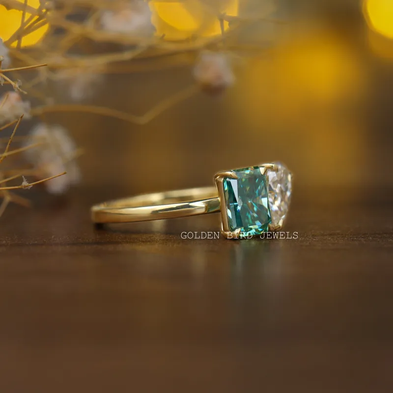 Pear And Radiant Cut Moissanite Toi Et Moi Ring view 7