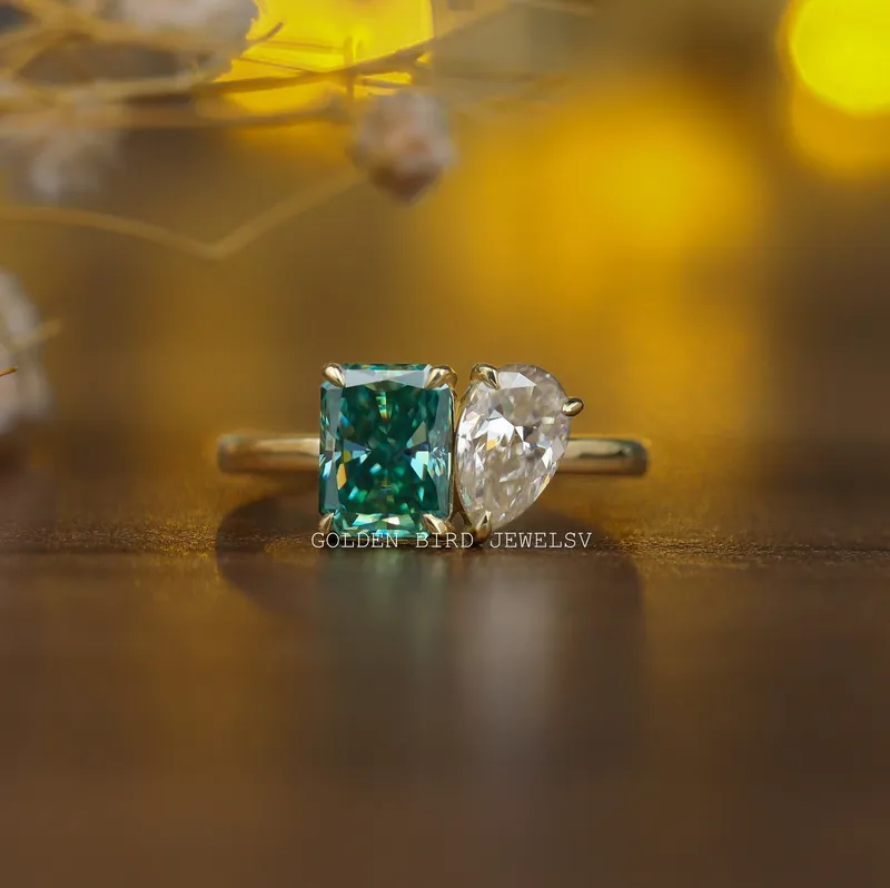 Pear And Radiant Cut Moissanite Toi Et Moi Ring view 5