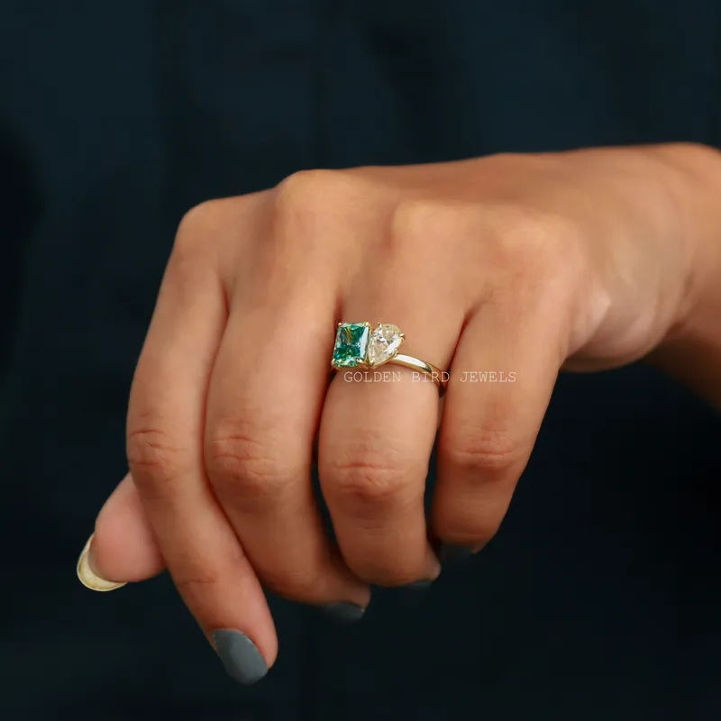 Pear And Radiant Cut Moissanite Toi Et Moi Ring view 4