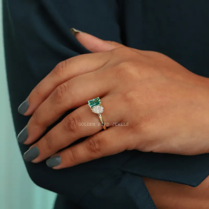 Pear And Radiant Cut Moissanite Toi Et Moi Ring view 2